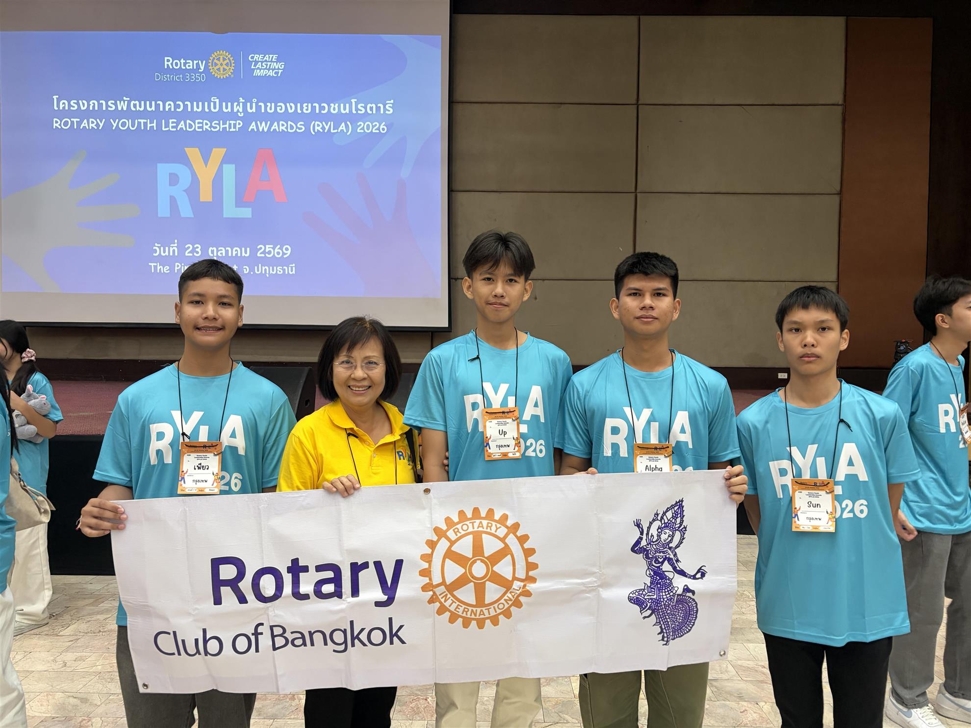 Students sponsored by the Rotary Club of Bangkok at RYLA 2026, Pine Resort, Pathum Thani