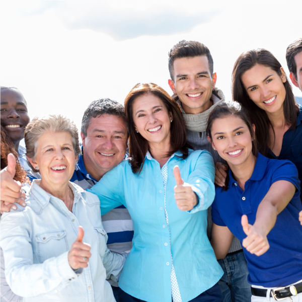 Group of people with thumbs up