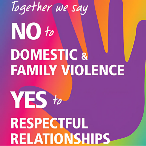 Poster with say no to domestic violence