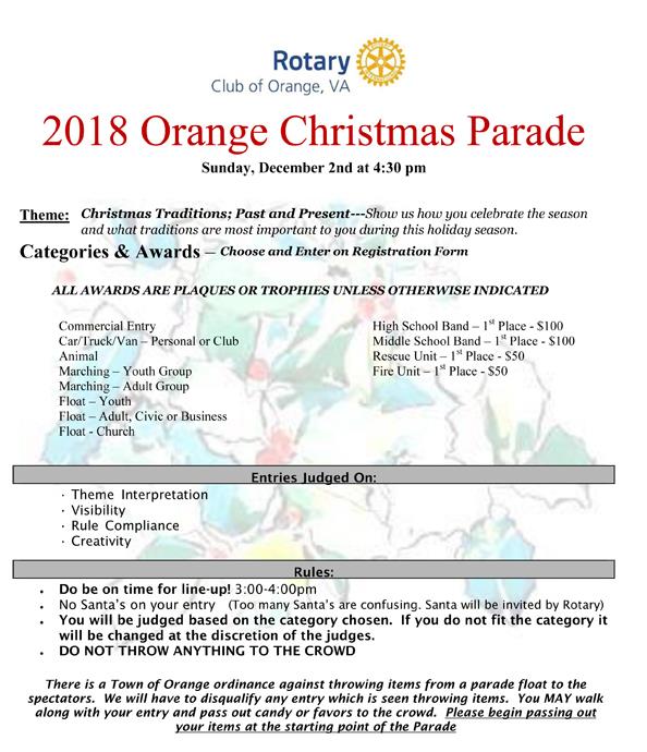 2017 Christmas Parade Entry Rules