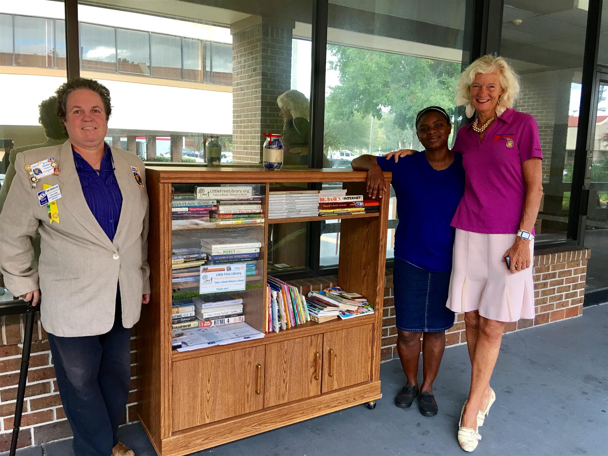 DrO, Shannon, and Theodora finally assemble Little Free Library.