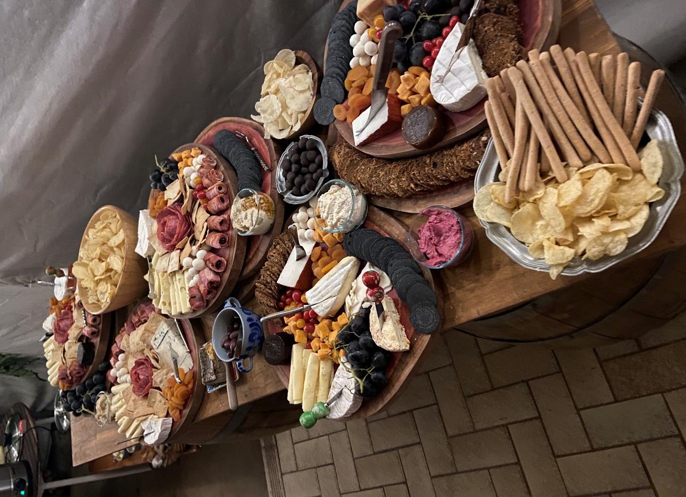 Two round wooden plates on a table