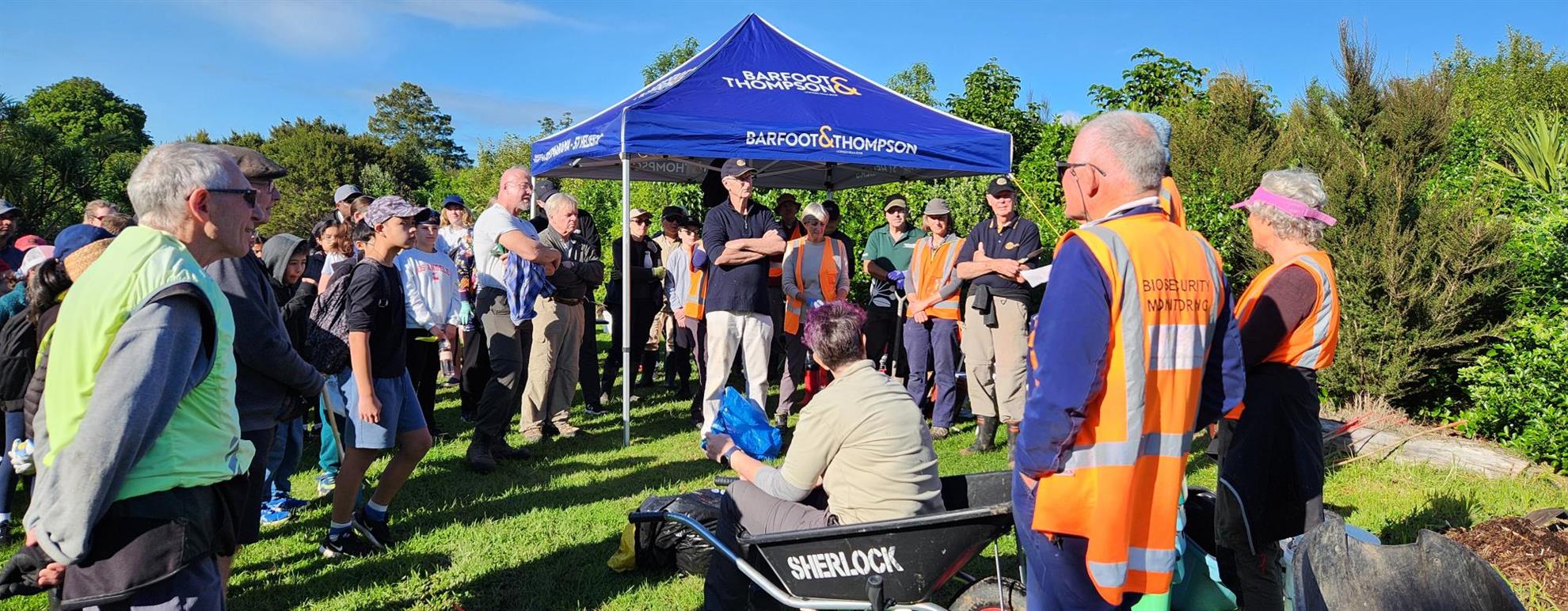 Club members and volunteers at a community planting day