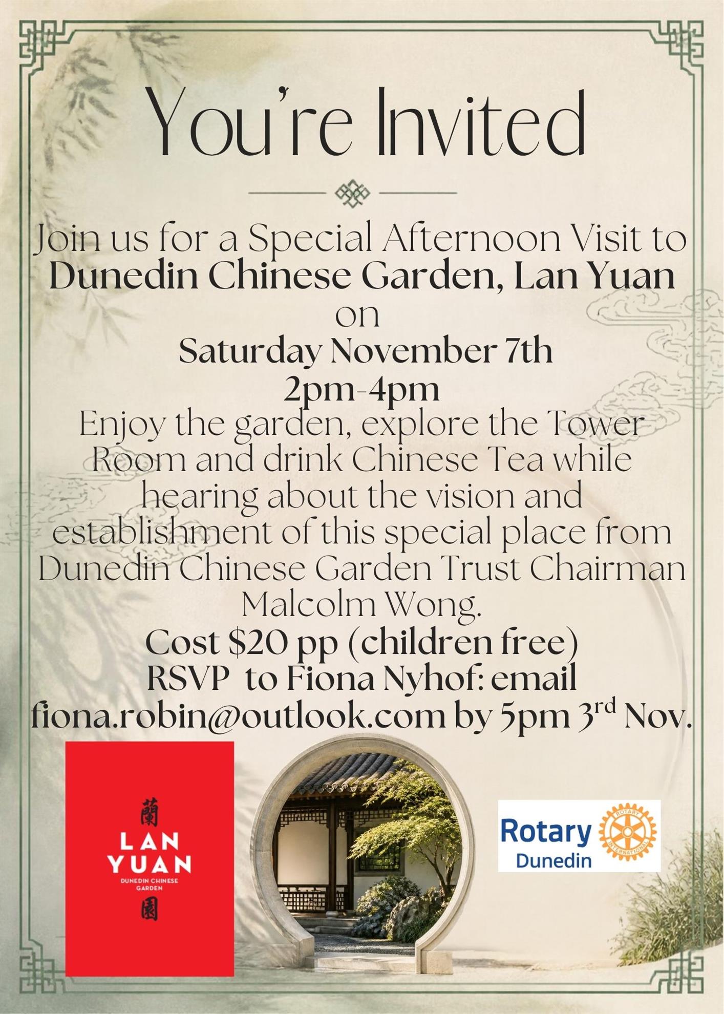 Rotary Dunedin visit to Lan Yuan Chinese Garden