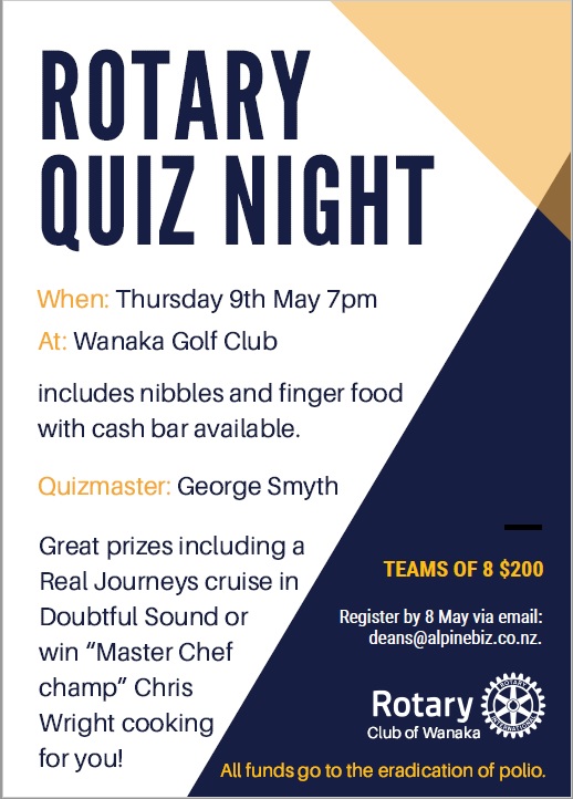 Quiz Night Thursday 9th May Rotary Foundation Fundraiser The