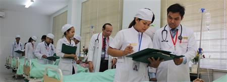 Beds in use in Cambodia hospital