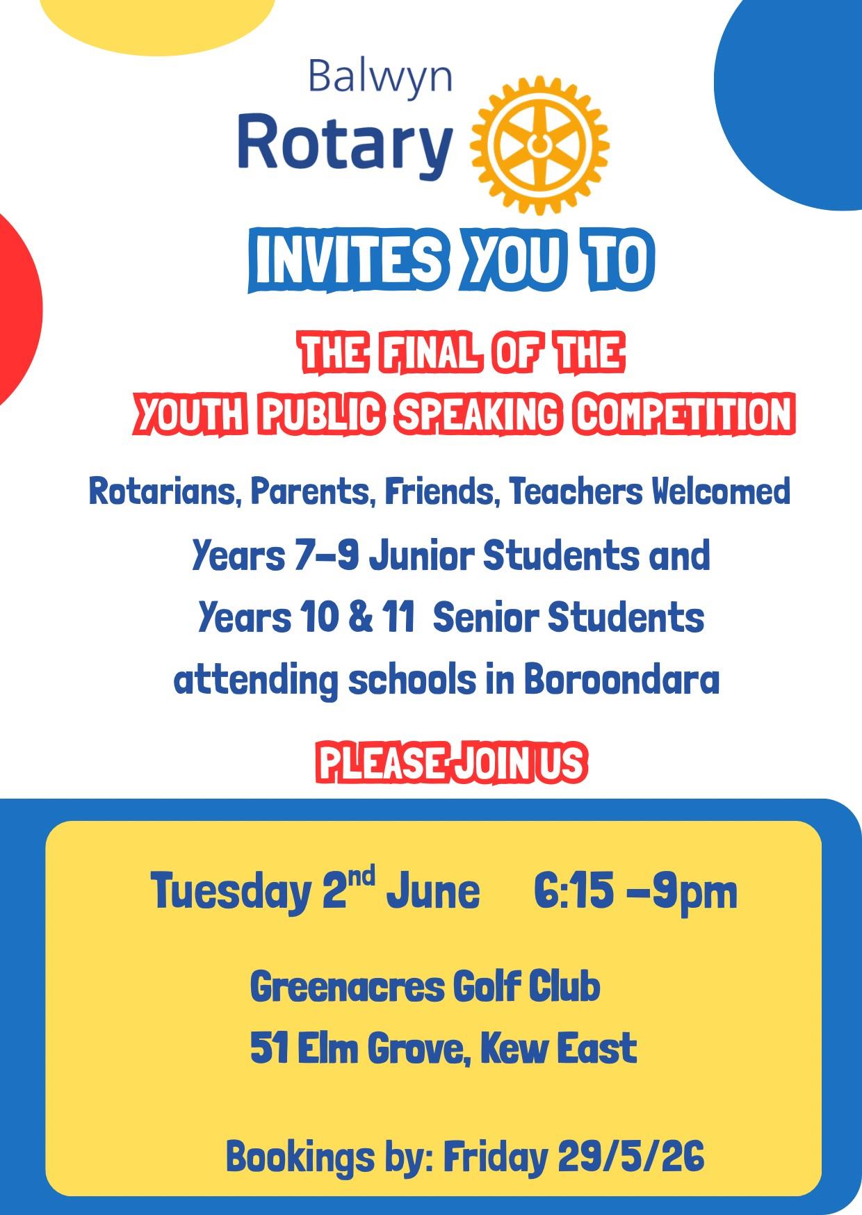 ANNUAL YOUTH PUBLIC SPEAKING COMPETITION GRAND FINAL 