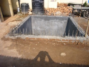 The water tank construction was well advanced and just need guttering and pipework.