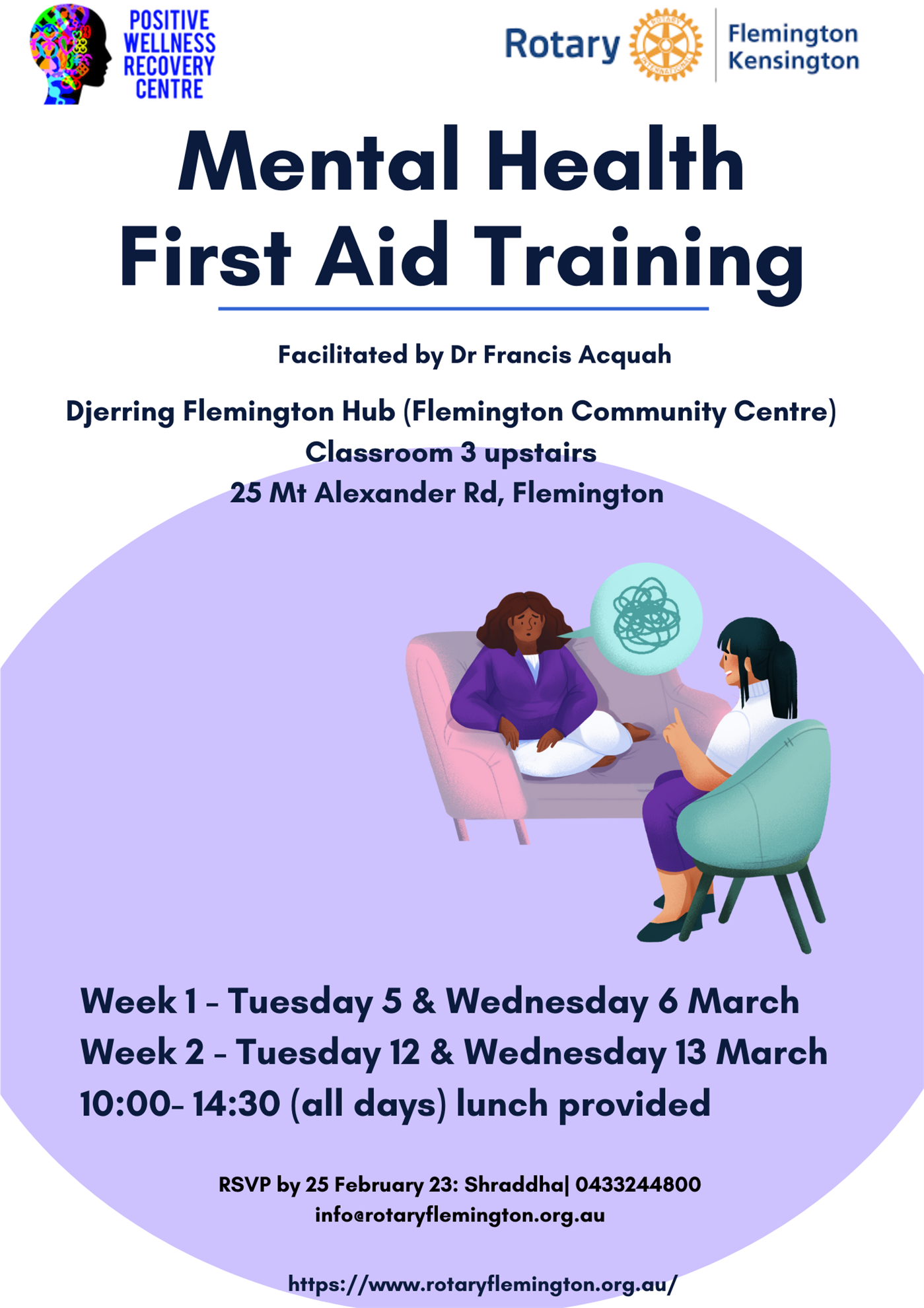 Mental health First Aid training | Rotary Club of Flemington Kensington