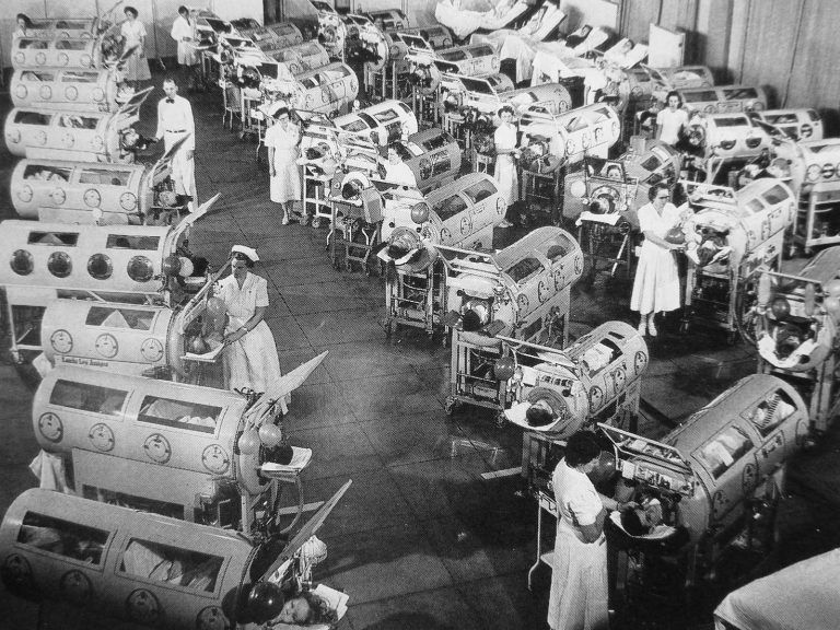 The site of polio sufferers in Iron Lungs was common in hospitals around the world up until the 1960s