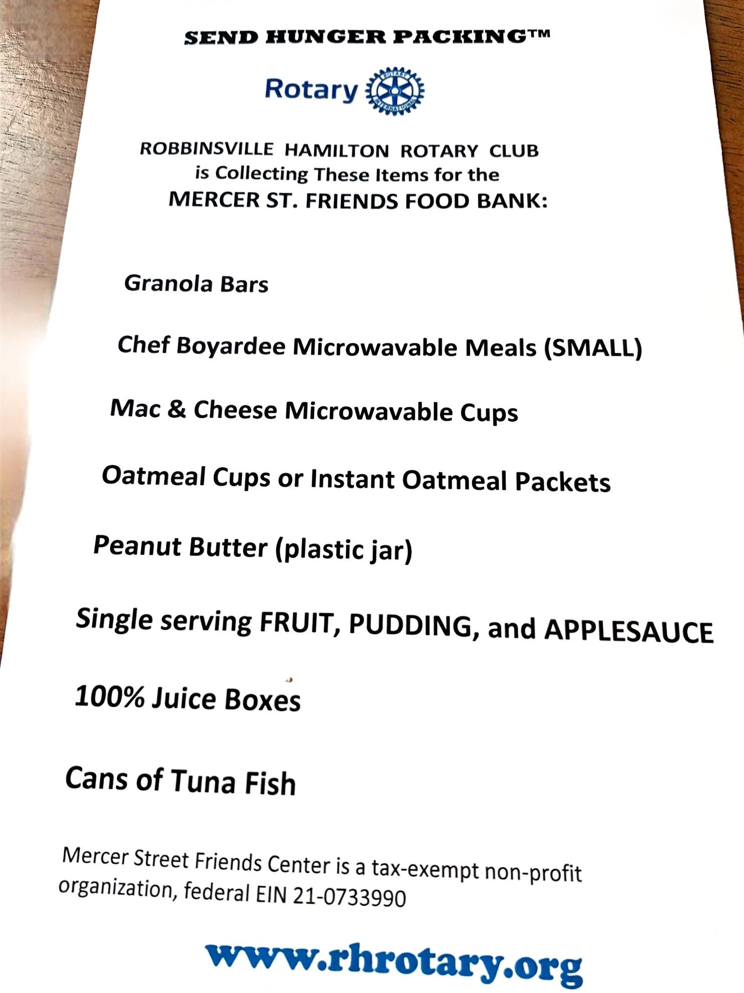 SHUP (Send Hunger Packing)  at Foleys Family Market