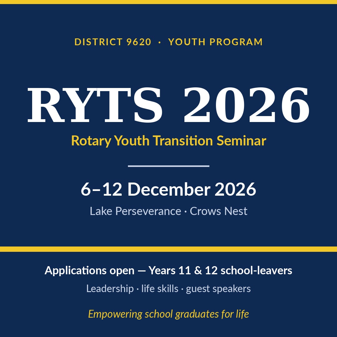 RYTS 2026 — Rotary Youth Transition Seminar, 6–12 December, Crows Nest