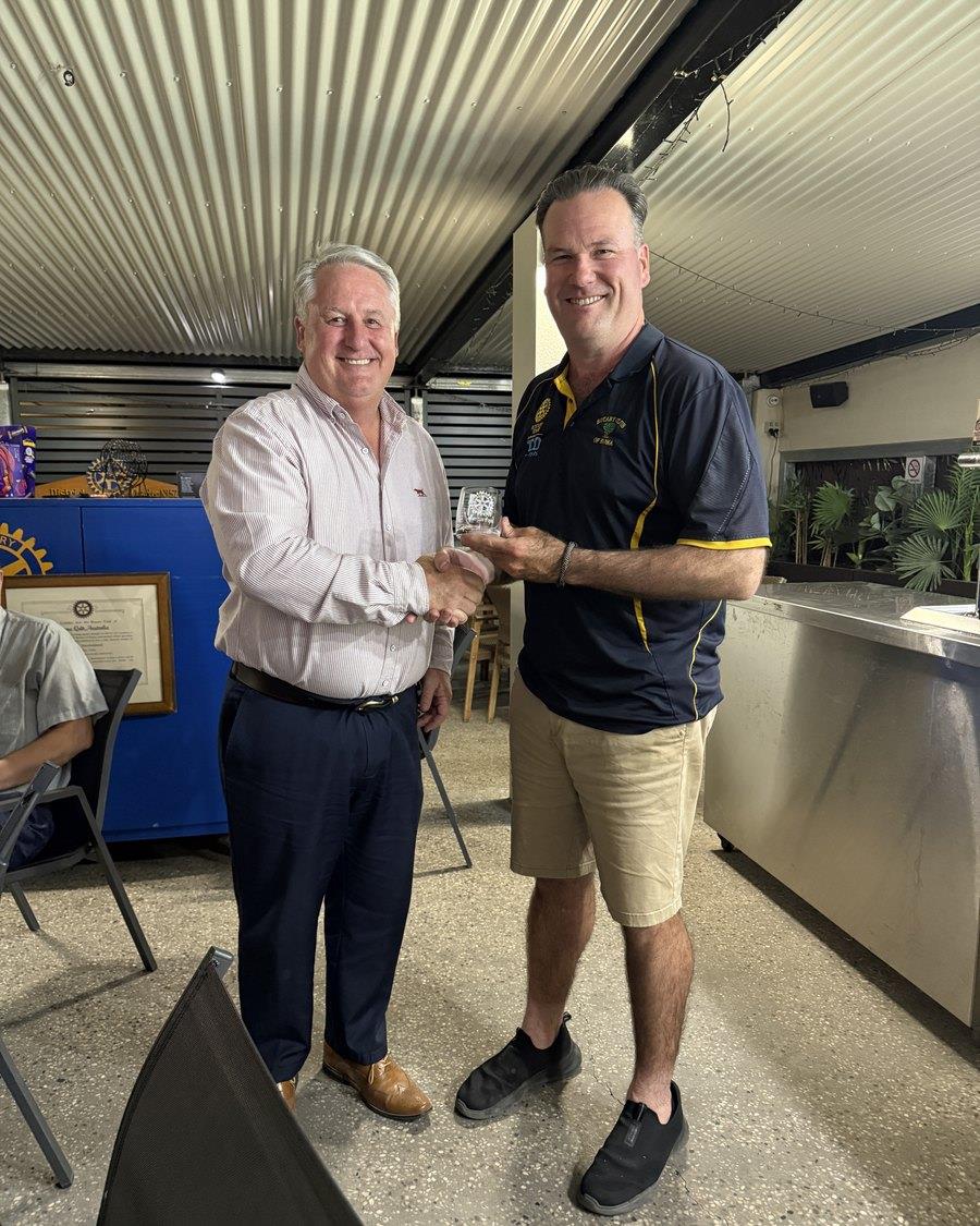 Scott McDonell with Craig Tobin, Manager of the Maranoa Aquatic Centre