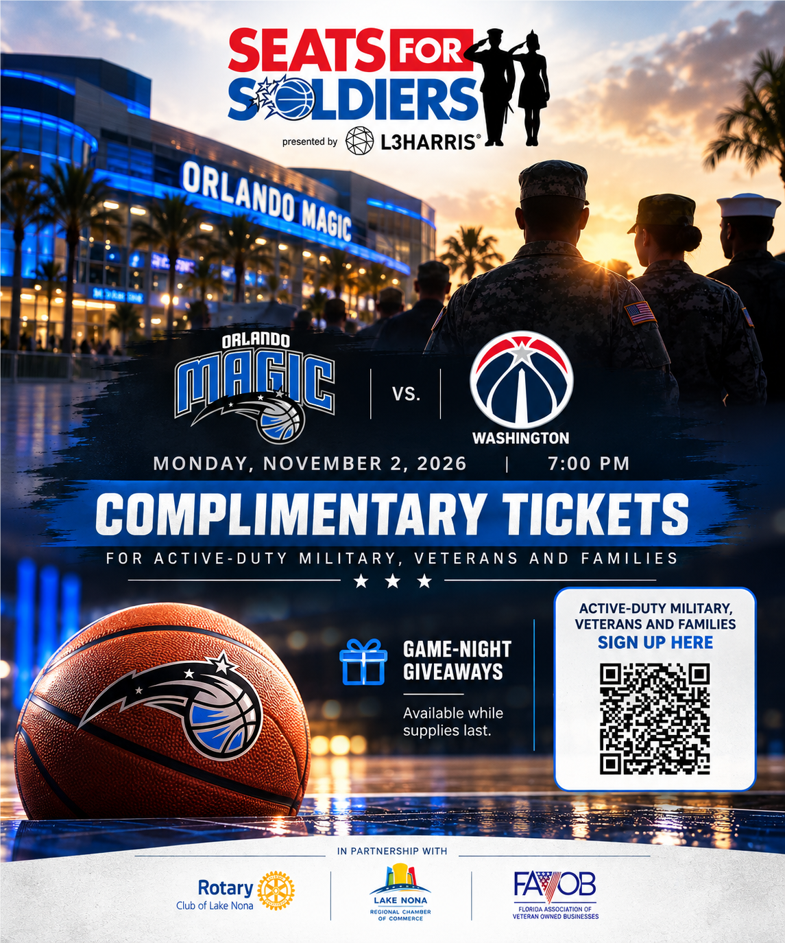 Orlando Magic Seats For Soliders Presented by L3Harris