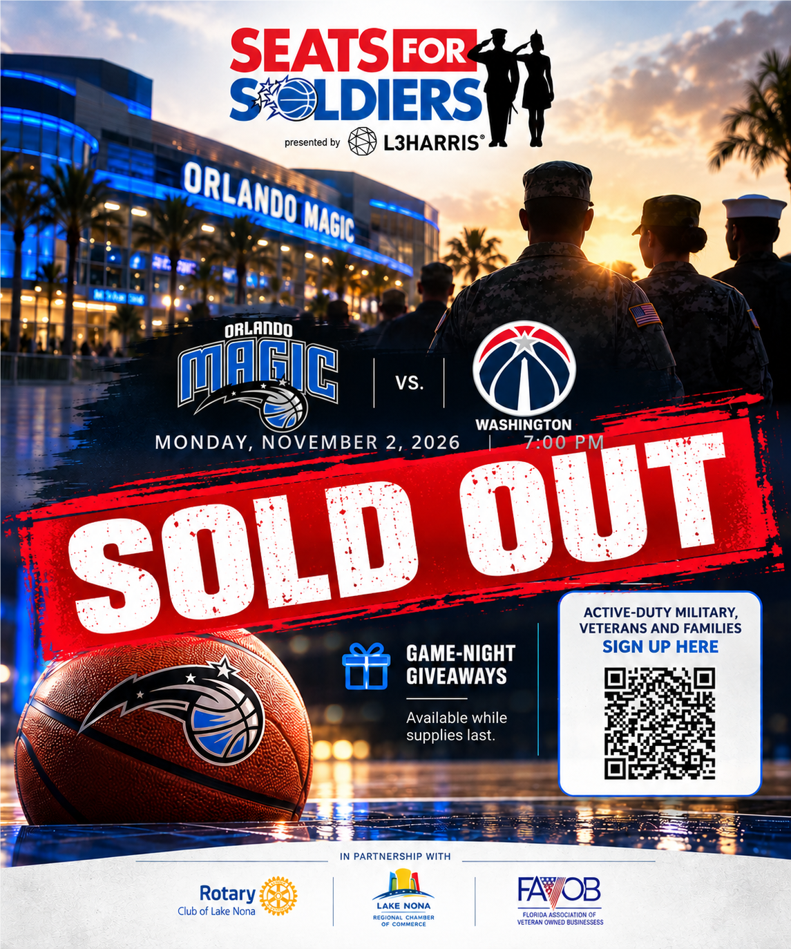 Orlando Magic Seats For Soliders Presented by L3Harris