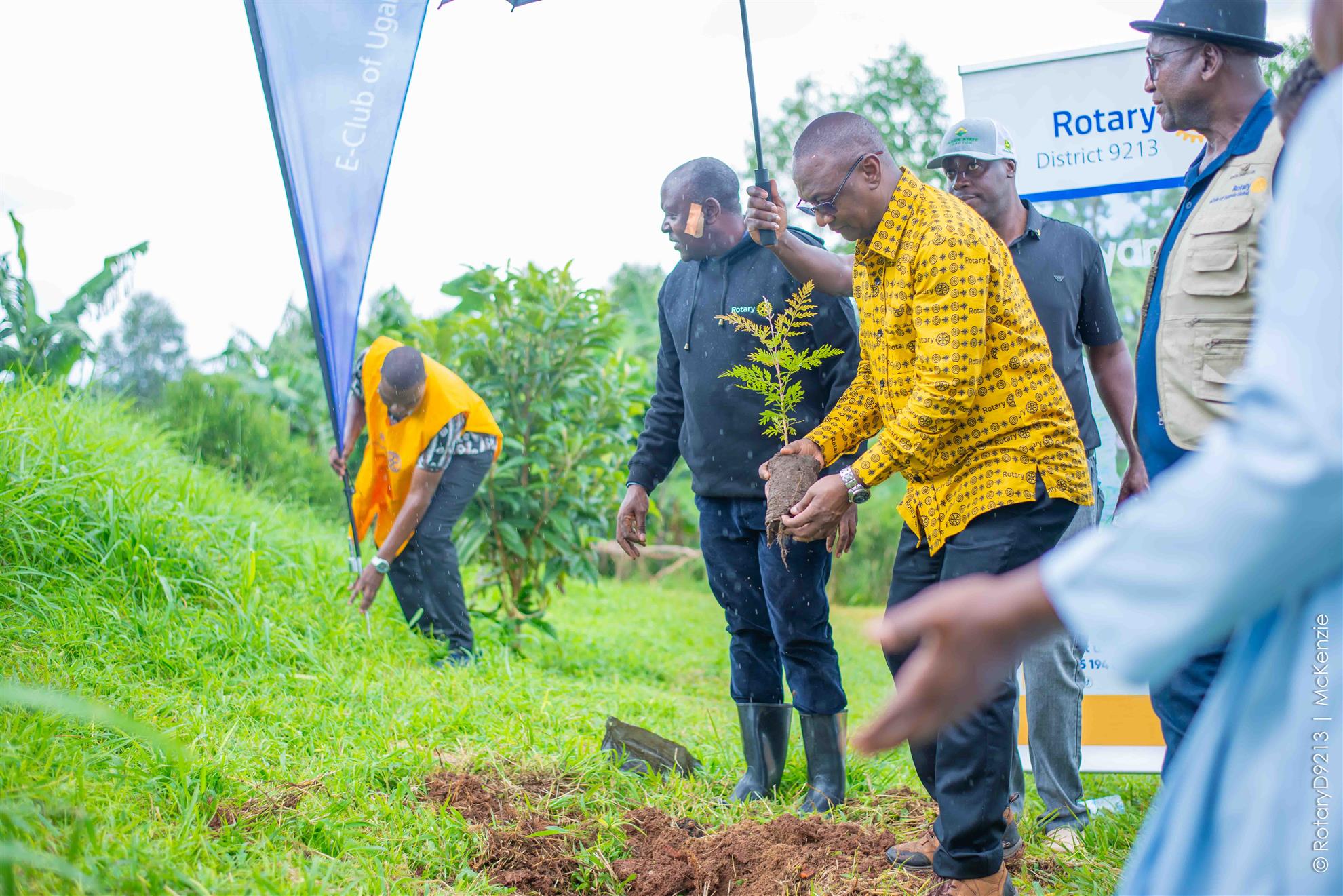 DG Geoffrey Kitakule Planting Tree during the Water Commissioning at Butiiti Girls Primary School