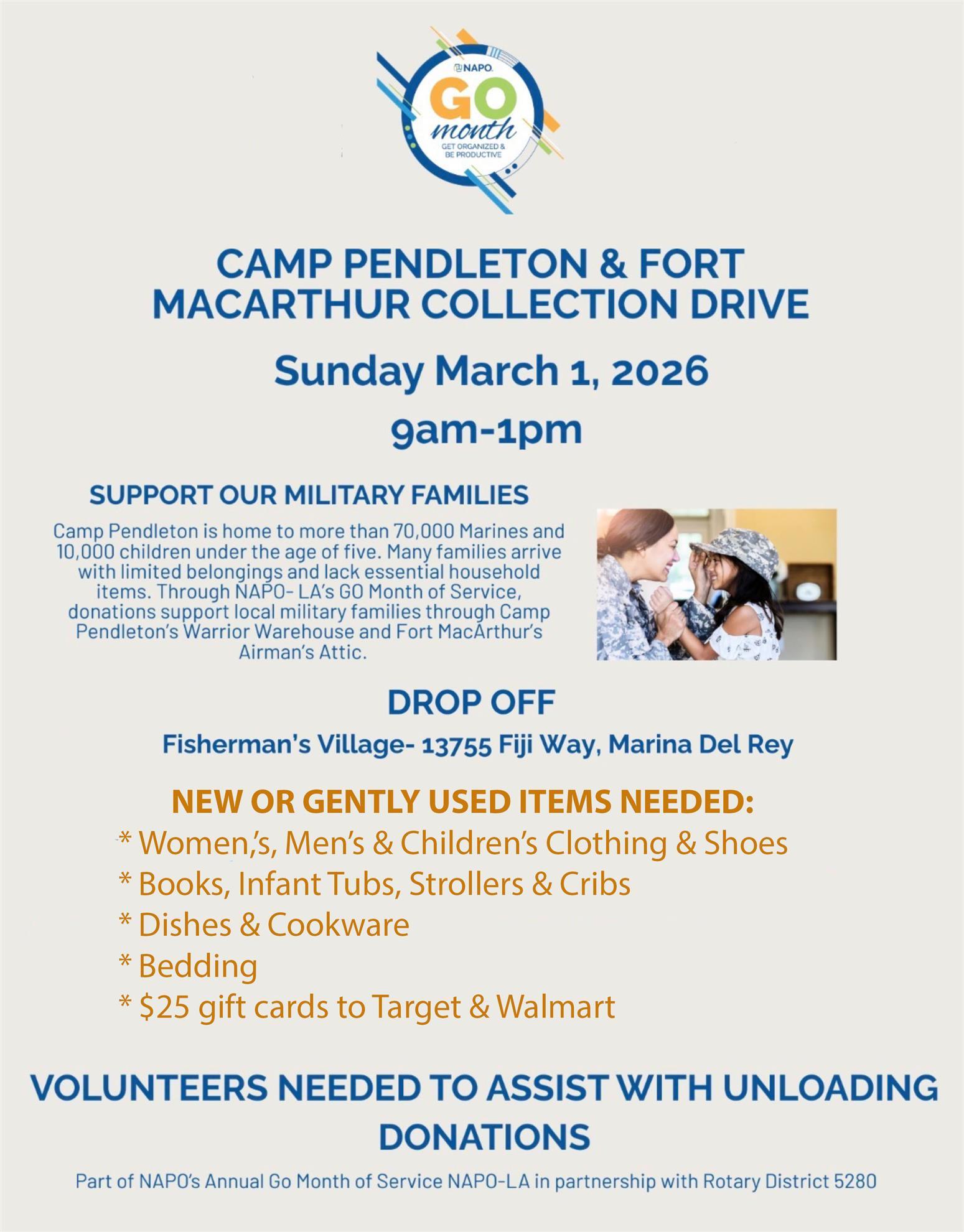Service: Camp Pendleton Collection Drive: March 1