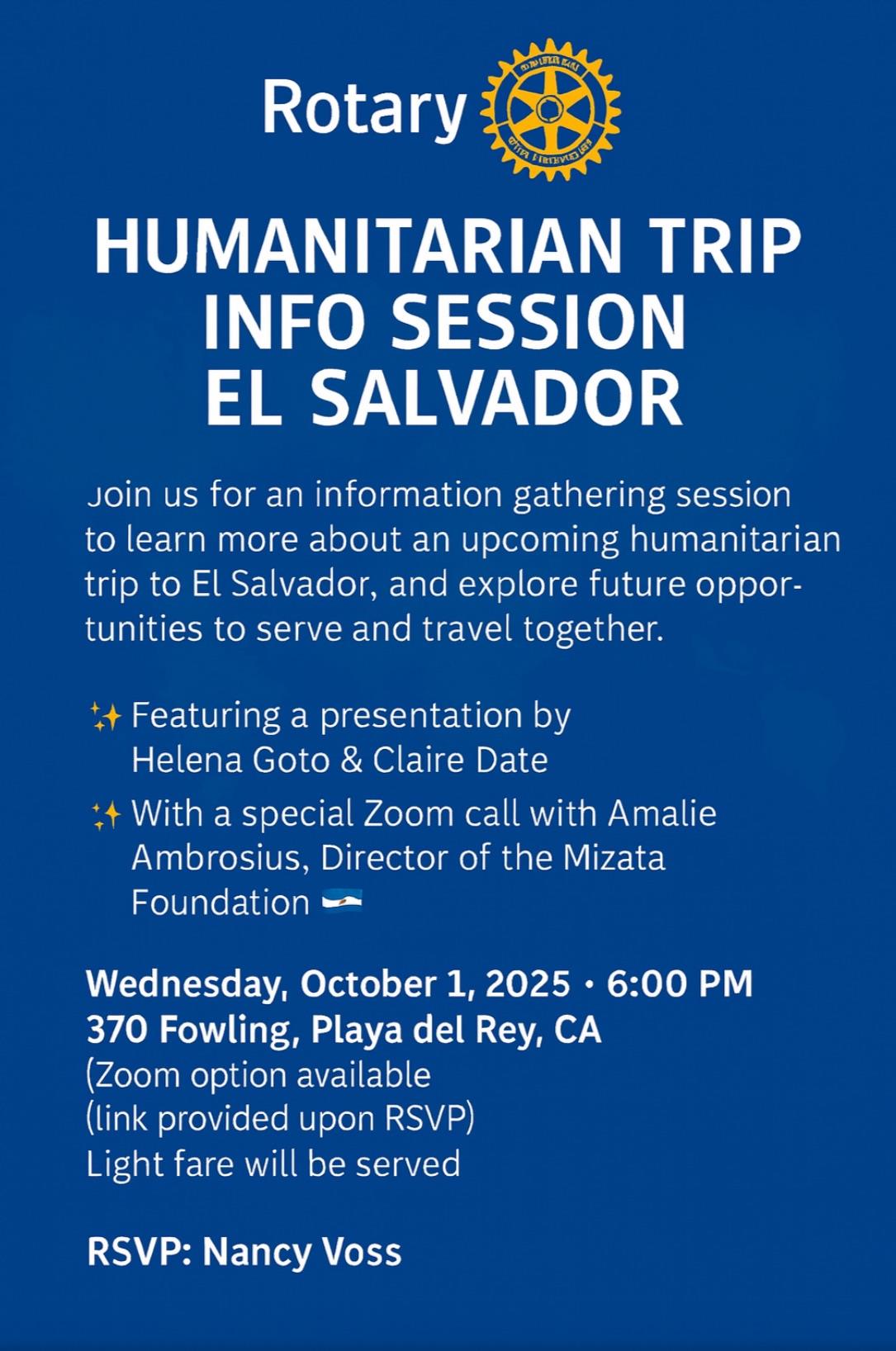 HUMANITARIAN TRIP INFORMATION SESSION