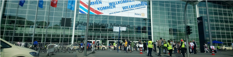 2019 Hovedindgangen til global Rotary Convent i Hamborg