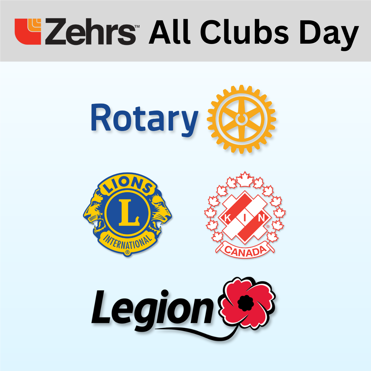 graphic showing all the logos for Rotary, Lions Club, Kinsmen, and the Legion, with 