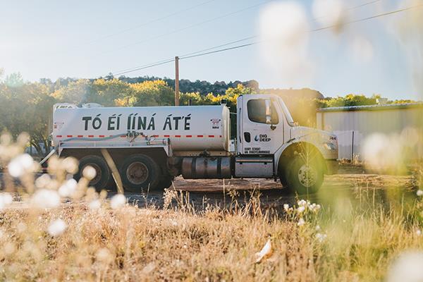A tanker delivers water to Navajo Nation as part of the Navajo Water Project.