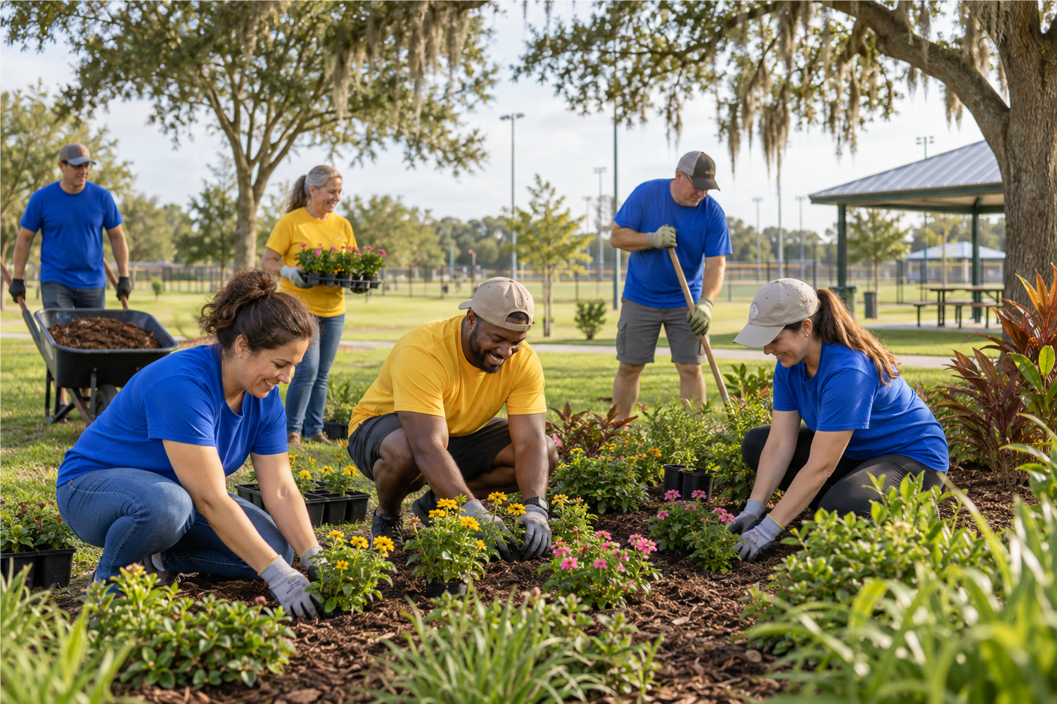 Rotary members volunteering on a local project