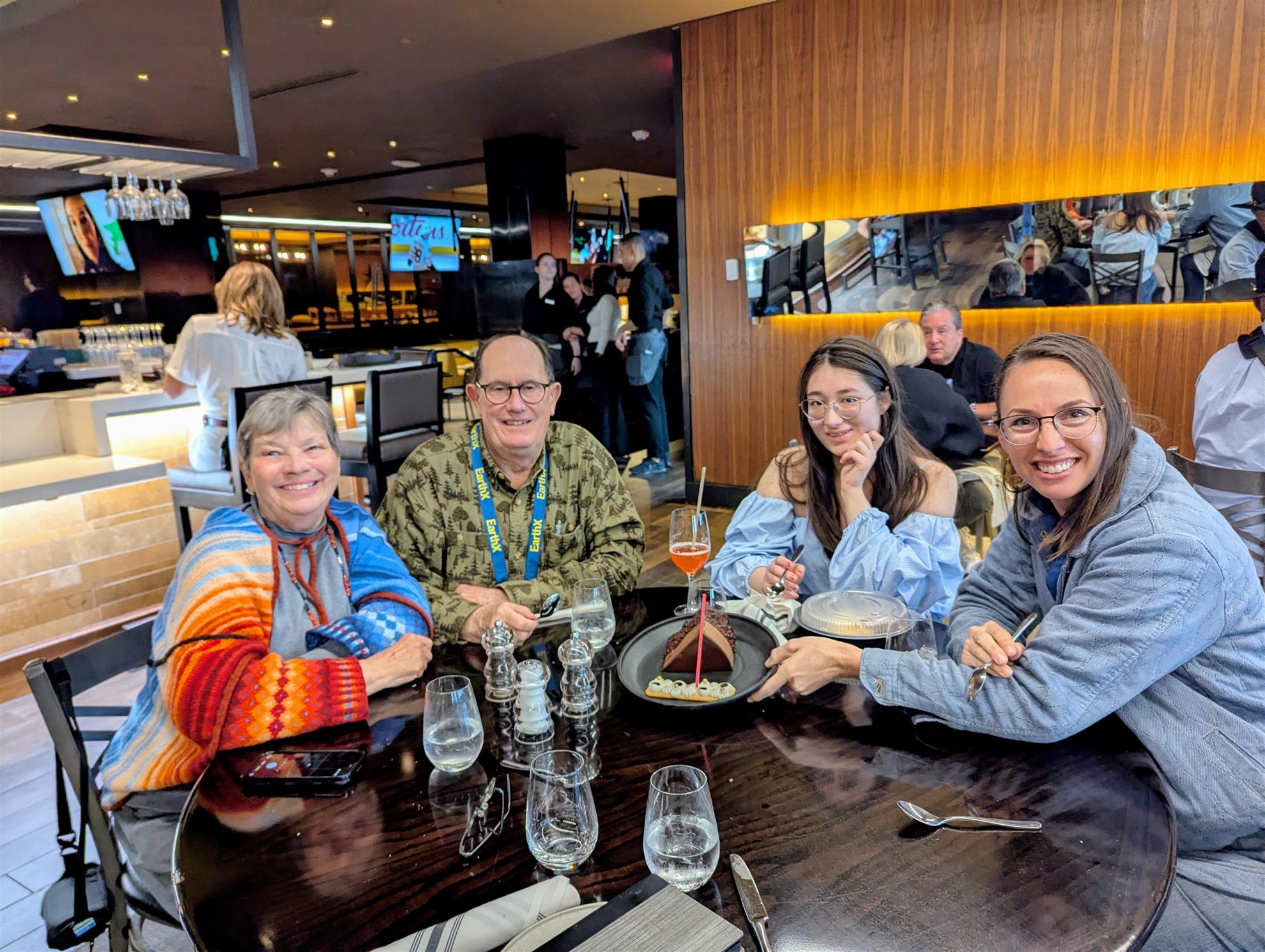 Liz Alexandar and Taesun Conners enjoy dinner with Karen Kendrick-Hands and Larry Hands, ESRAG Co-Founders