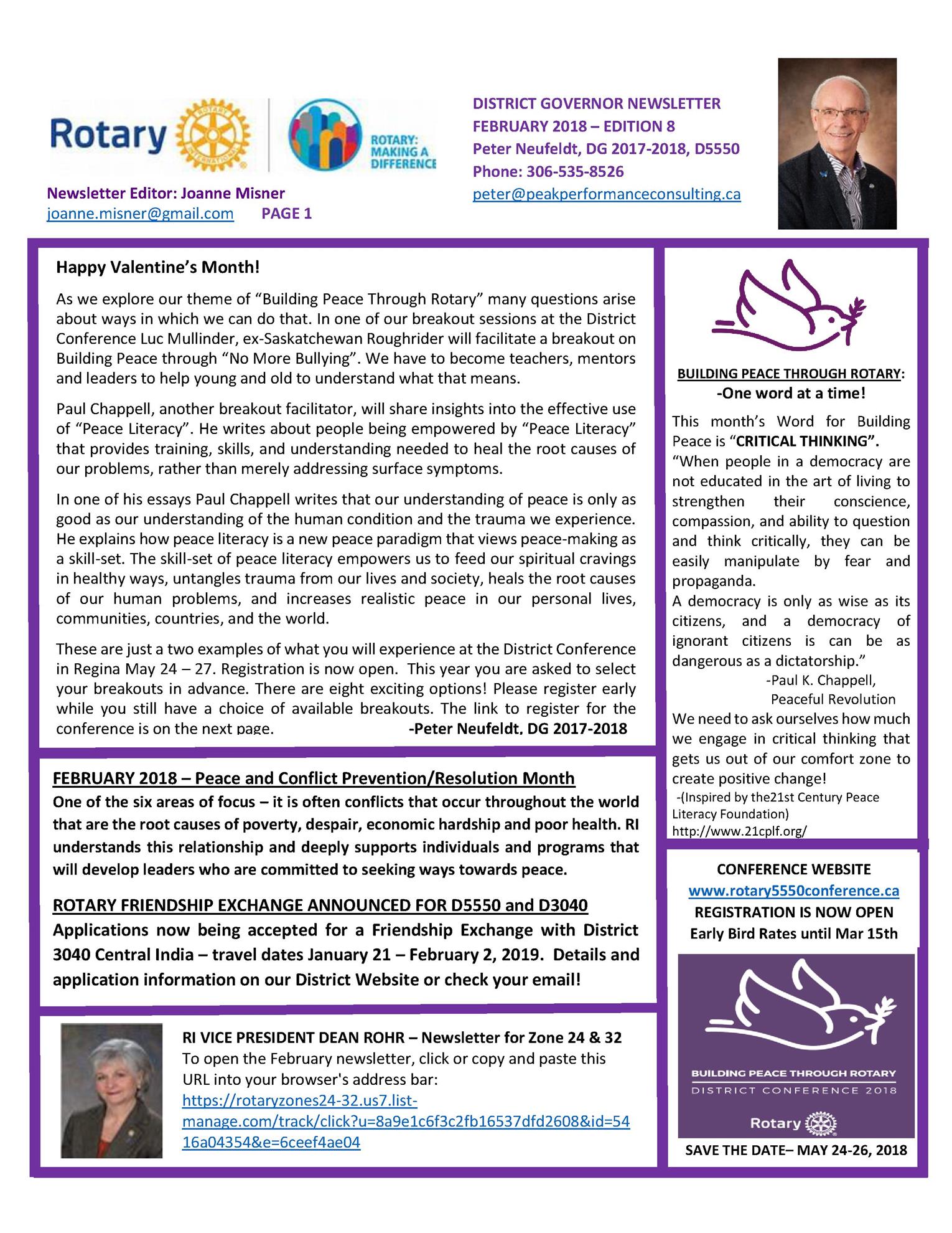 February 2018 Newsletter | Rotary District 5550