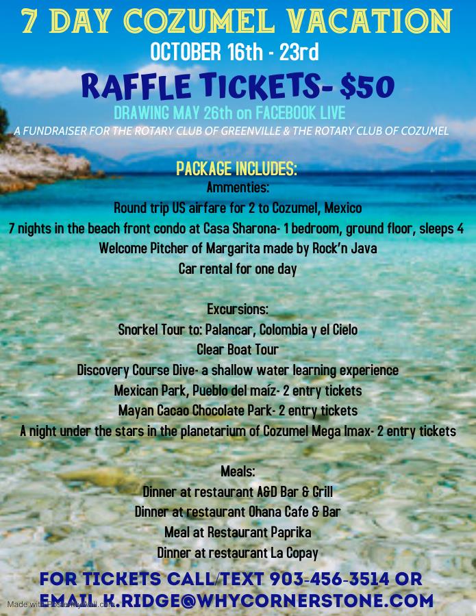 Greenville's Raffle Fundriaser - Cozumel for 2 | Rotary District 5810