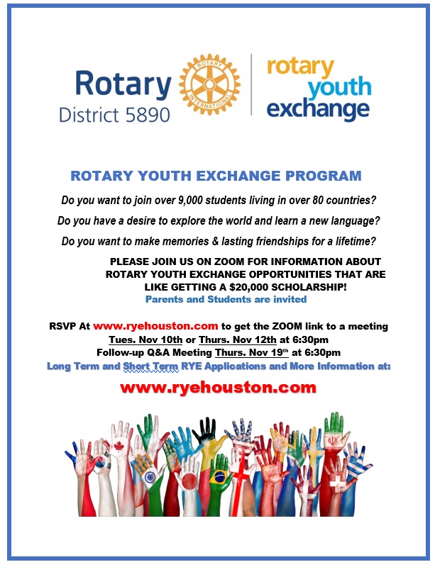 PARENTS & STUDENTS INVITED TO MEETING ABOUT ROTARY YOUTH EXCHANGE Rotary District 5890
