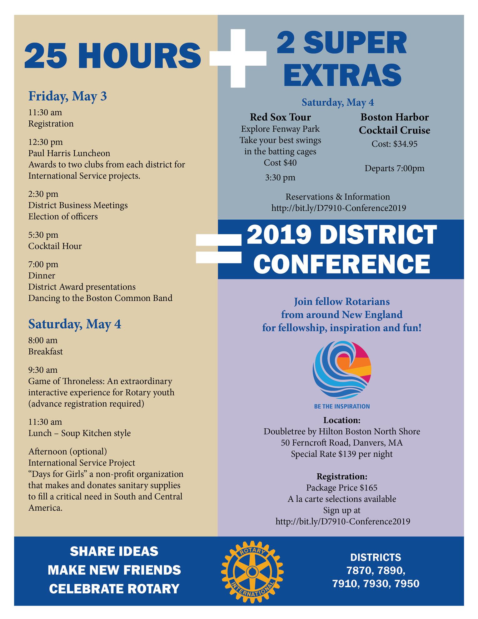 REGISTER NOW FOR DISTRICT CONFERENCE Rotary District 7910