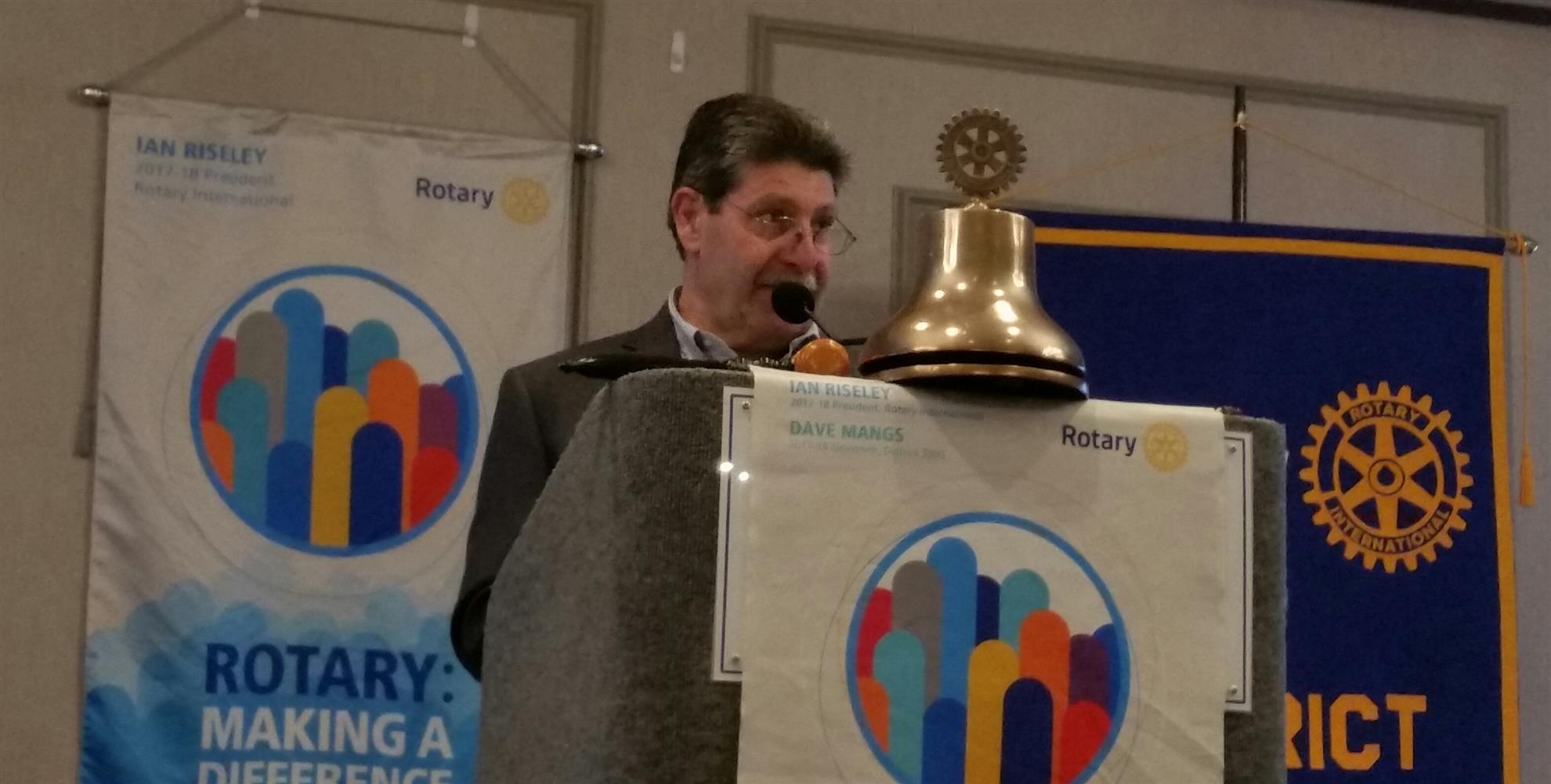 DG Steve Certa welcomes to "Rotary Rocks Plymouth"