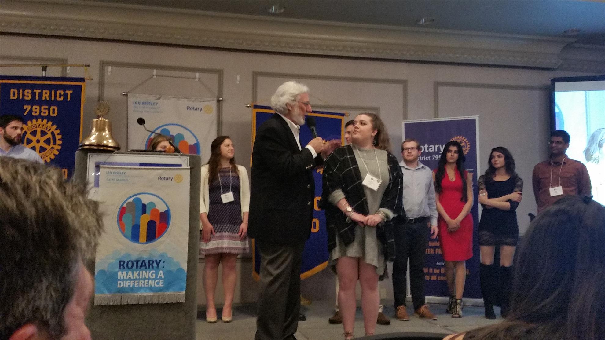 Jeffry Cadorette invites Rotaractors to the stage for surprise Interviews