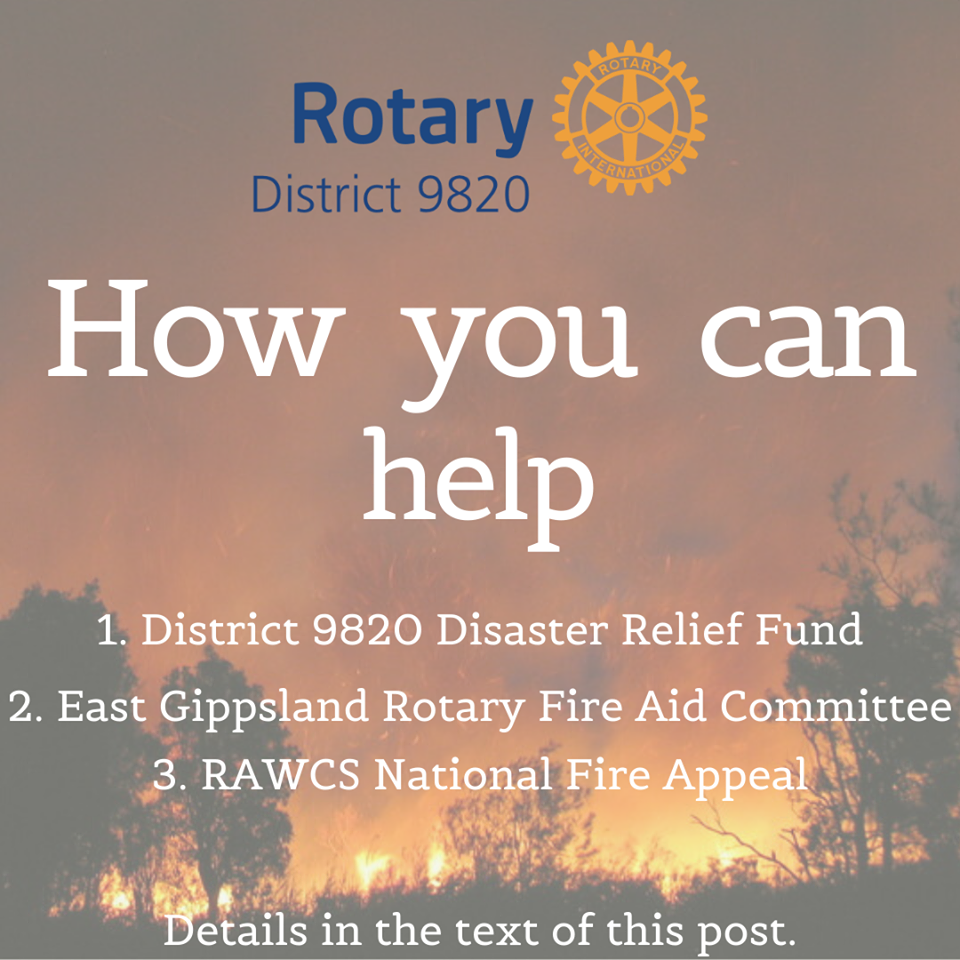 Rotary Fire Response Support updates District 9820