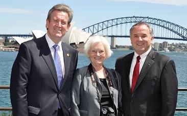 Image: (Left to Right) NSW Premier Barry O'Farrell, Jetta Burton, Rotary International President Ron Burton  |  Photographer: Mark Wallace