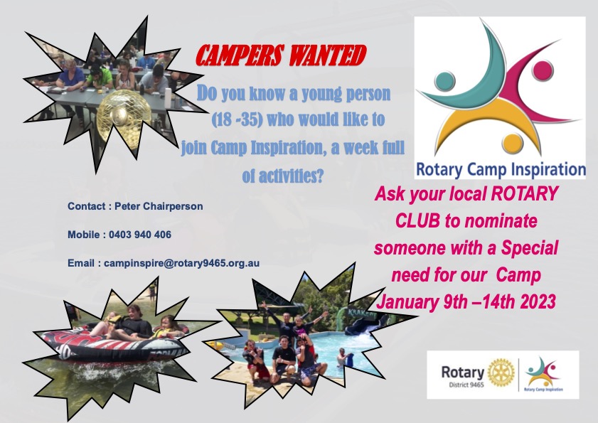 ROTARY CAMP INSPIRATION District 9465