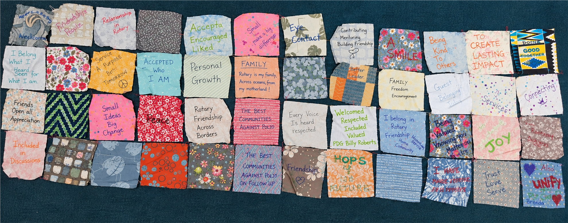 Rotary quilt created together at the Rotary Institute in Cancun