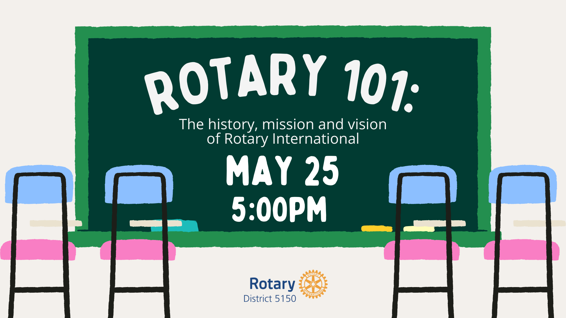 Rotary 101 logo depicting classroom setting