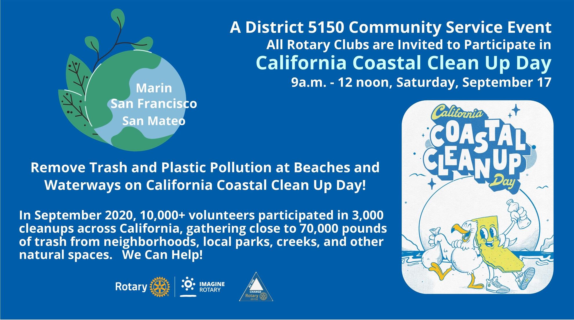 Join Us on California Coastal Cleanup Day, September 17 District 5150