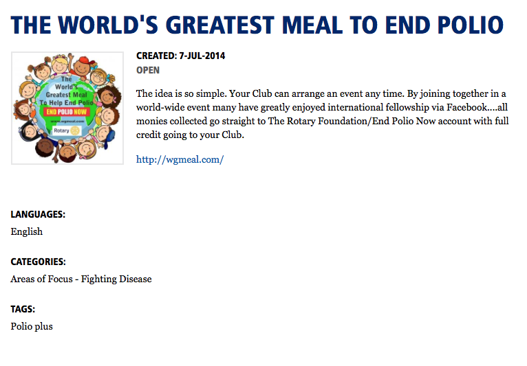 Rotary: World's Greatest Meal to Help End Polio