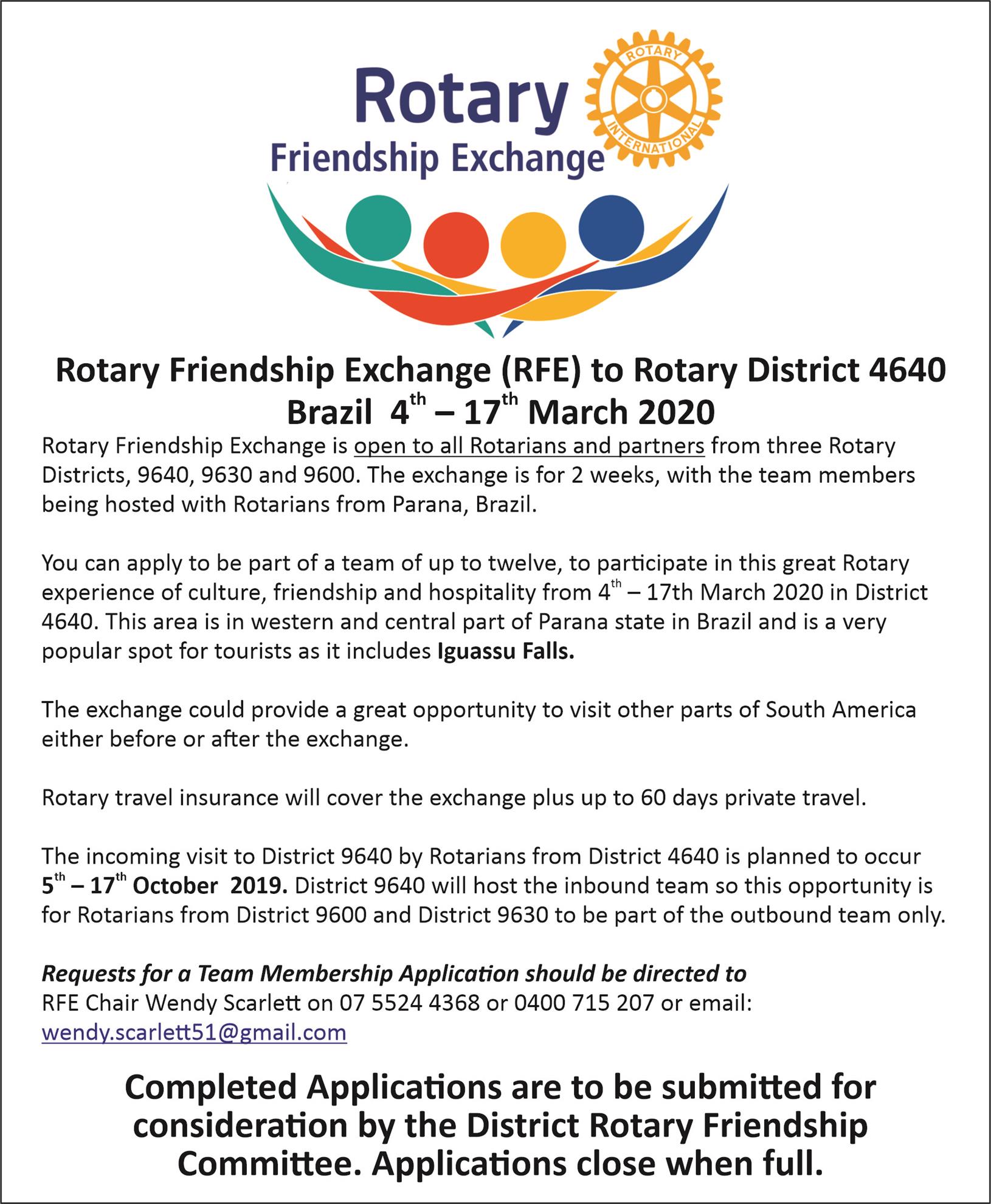 Rotary Friendship Exchange District 9640