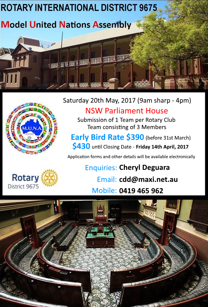Details of MUNA (Model United Nations Assembly - see side panel on left)
