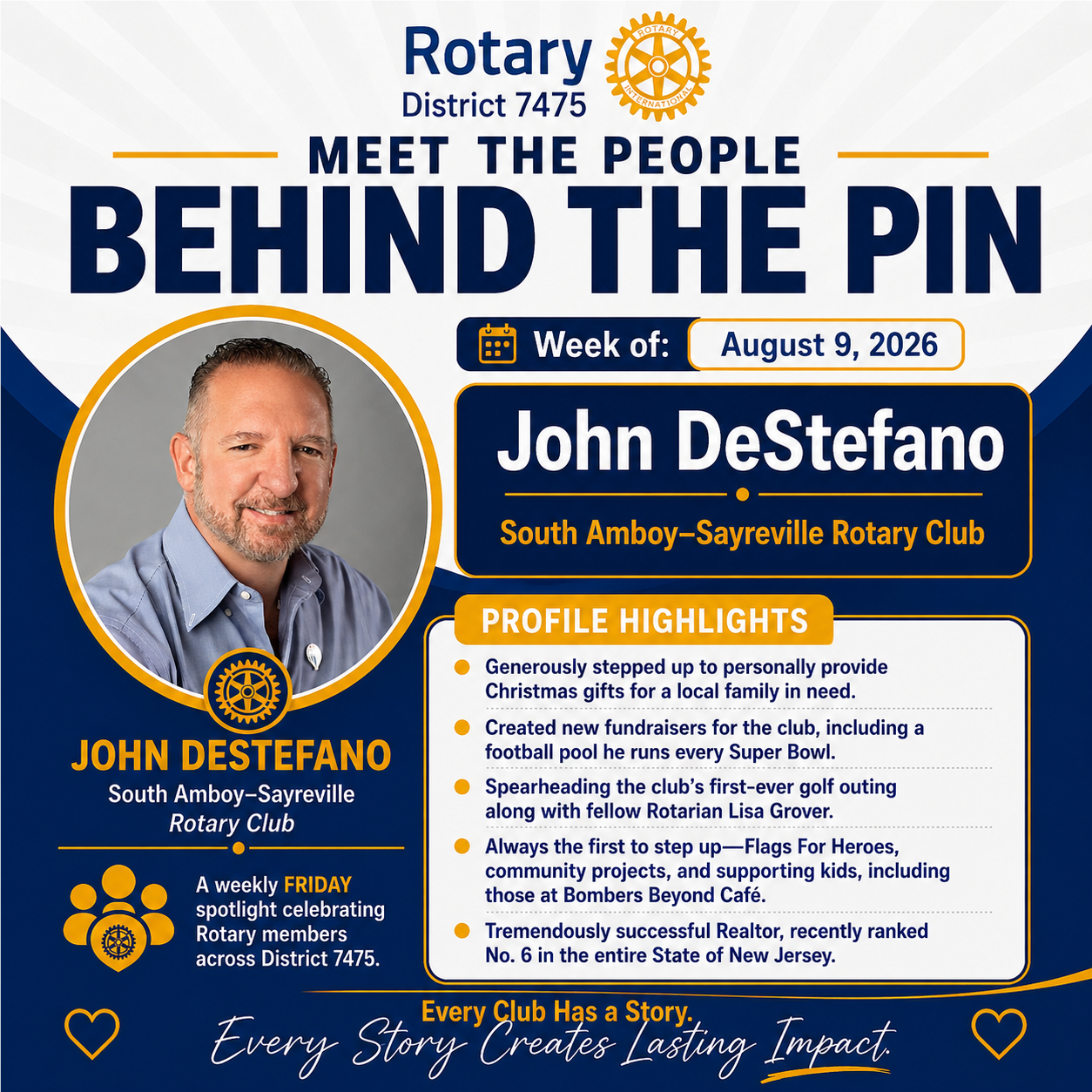 John DeStefano, Rotary Club of South Amboy–Sayreville