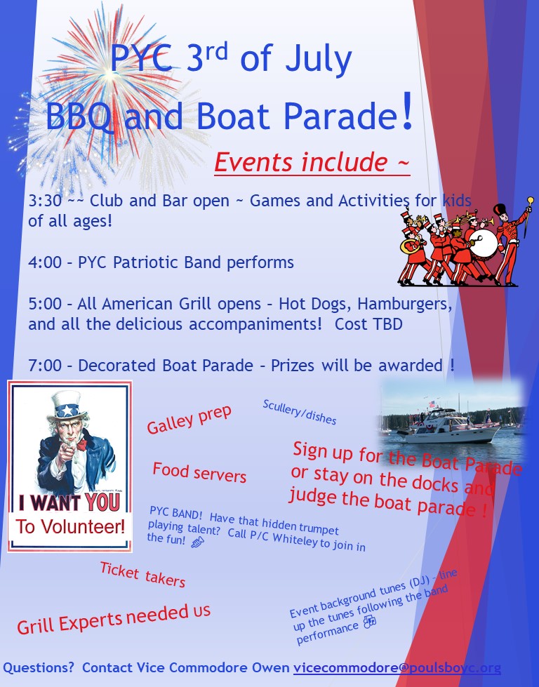 SAVE THE DATE! 3rd of July BBQ Poulsbo Yacht Club