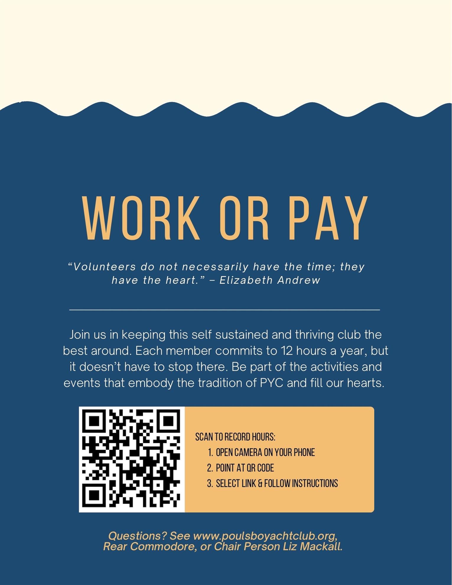 Submit Work or Pay Hours using the QR code in the clubhouse | Poulsbo Yacht  Club