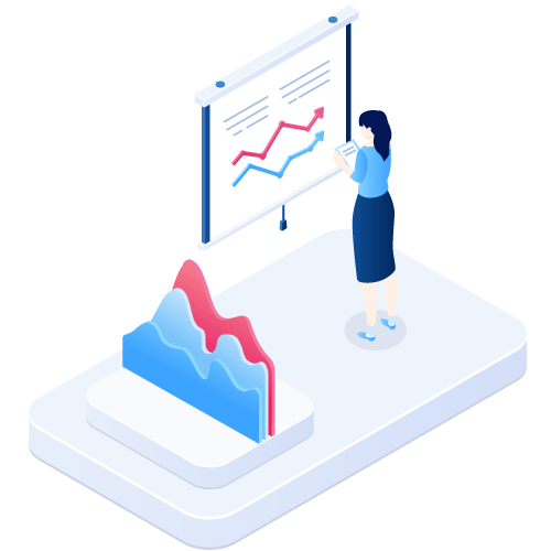 Woman viewing membership software charts.