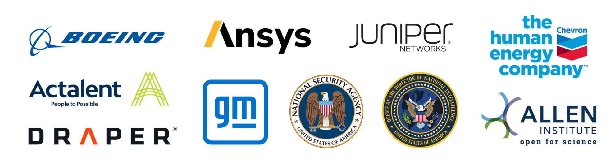 OAC Sponsors, which include: Ansys, Boeing, Chevron, Lockheed Martin, JP Morgan & Chase, Zebra, ODNI, Juniper Networks