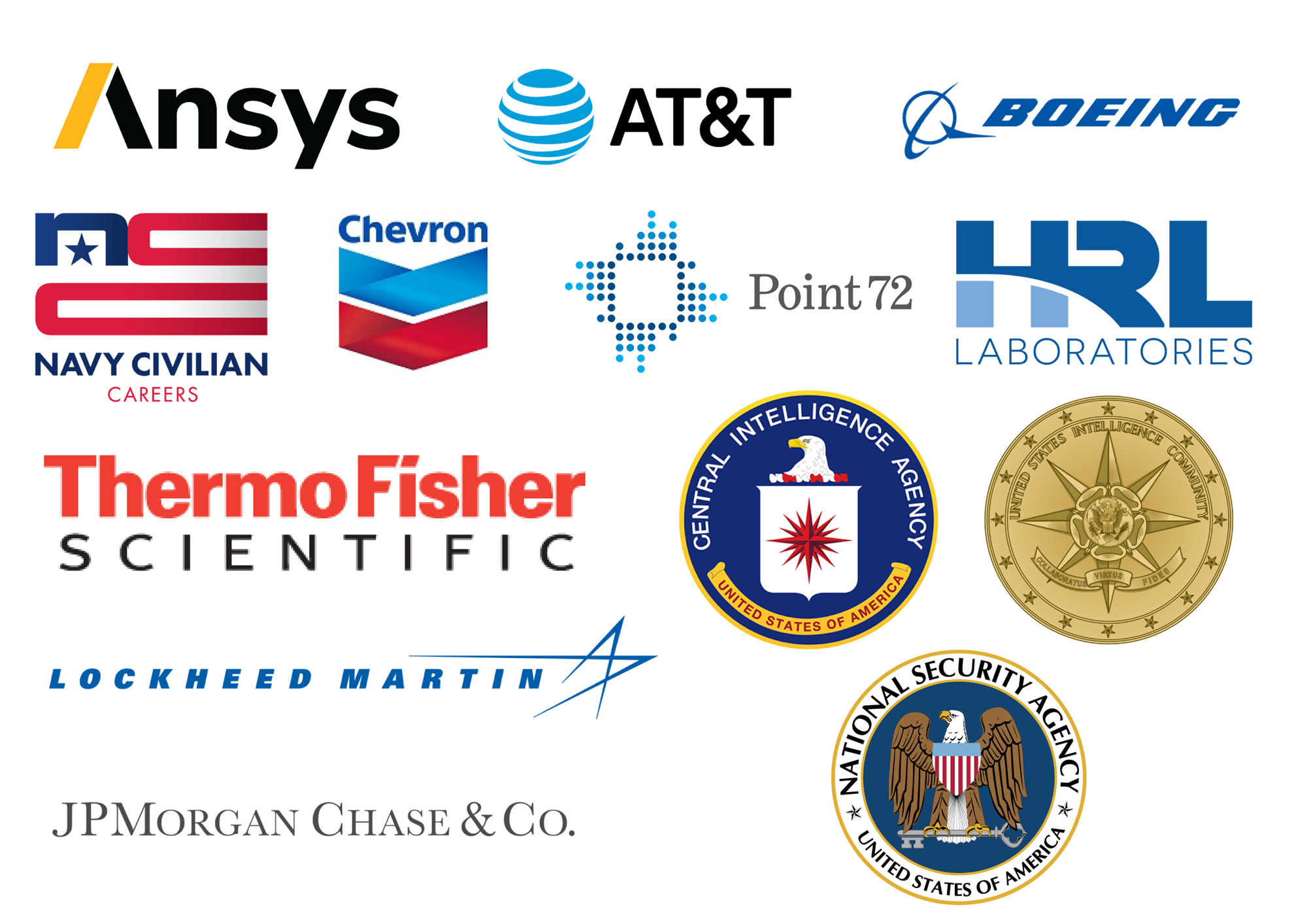 OAC Sponsors, which include: Ansys, AT&T, Boeing, Chevron, Navy Civilian Careers, Point72, HRL, Thermo Fisher, CIA, NSA, Lockheed Martin, JP Morgan & Chase, Intelligence Community