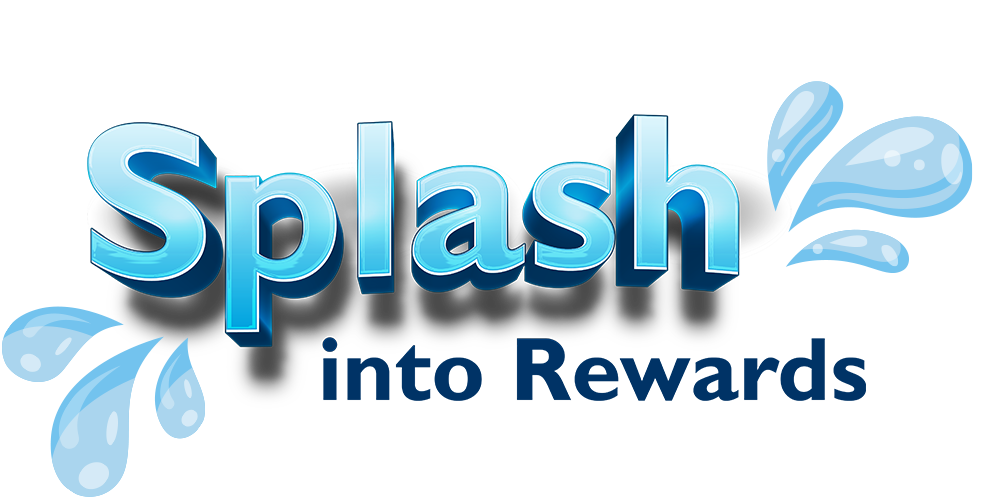 Splash into rewards image with water drops