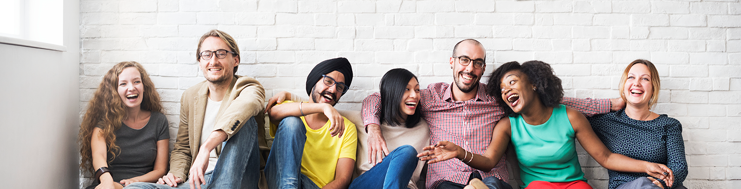Group of diverse people laughing and having fun